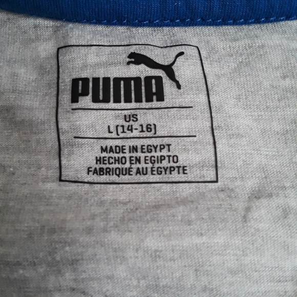 Puma Boys Slant Raglan Short Sleeve Tee L - Picture 2 of 3
